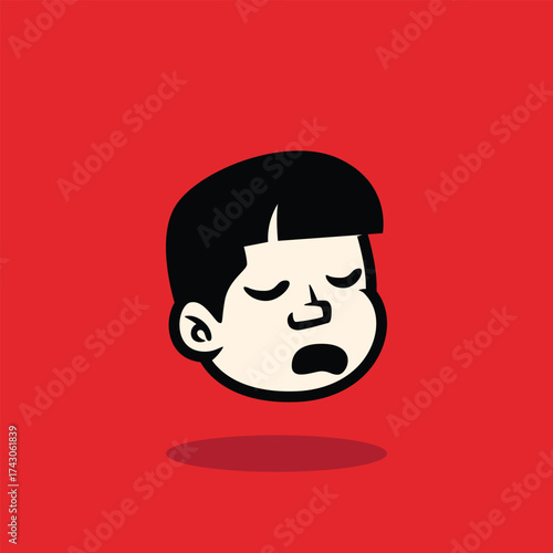 Cartoon boy face with confident smirk expression, bold lines, and flat vector style. Perfect for mascot, avatar, sticker, branding, and character design. EPS vector file