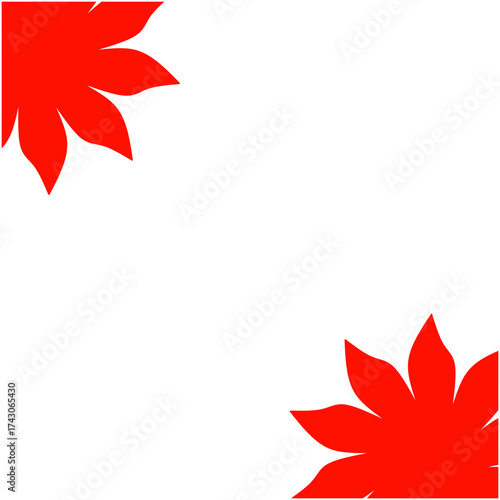 Abstract floral vector background featuring red flower shapes in the corner on a clean white layout. Suitable for background, poster, banner, invitation, and decorative design