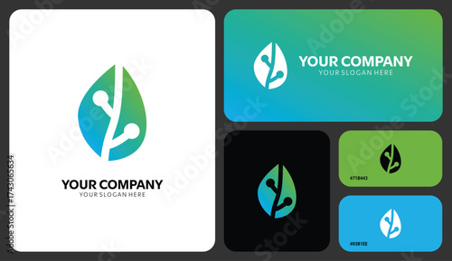 Modern eco tech logo design with vibrant gradient colors for sustainable technology businesses and green innovation startups needing a fresh, impactful brand