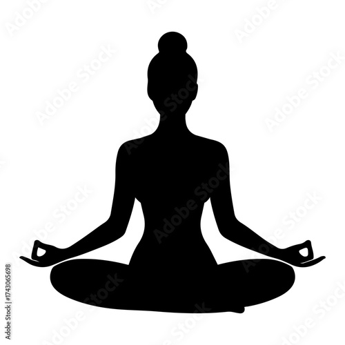 a black silhouette vector of a female doing lotus yoga
