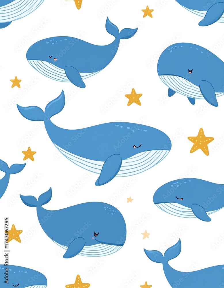 Obraz premium Cute whale pattern