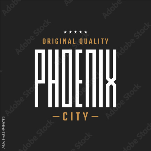 Phoenix City Typography Design on Black Background