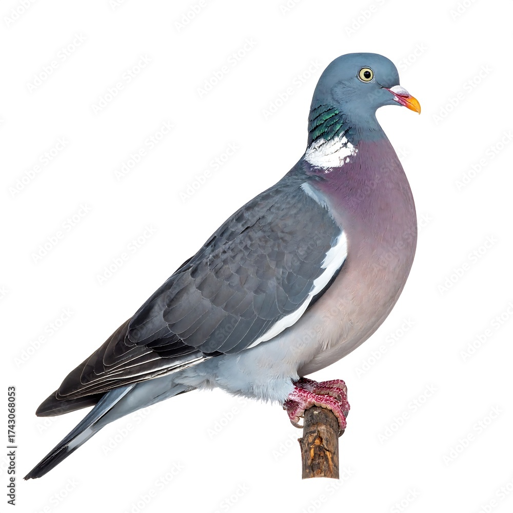 Fototapeta premium Pigeon on branch, profile view