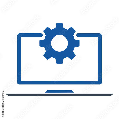 Icon vector art of computer screen with a gear icon representing settings or configuration