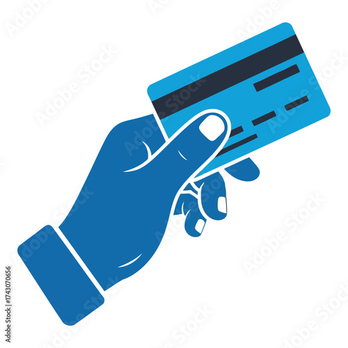 Icon vector art of hand holding a blue credit card
