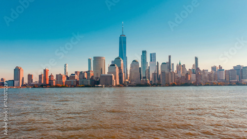New York cityscape. One World Trade Center. WTC memorial. New York buildings. New York Trade Center.