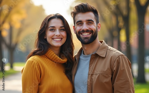 Cheerful young couple standing. High quality