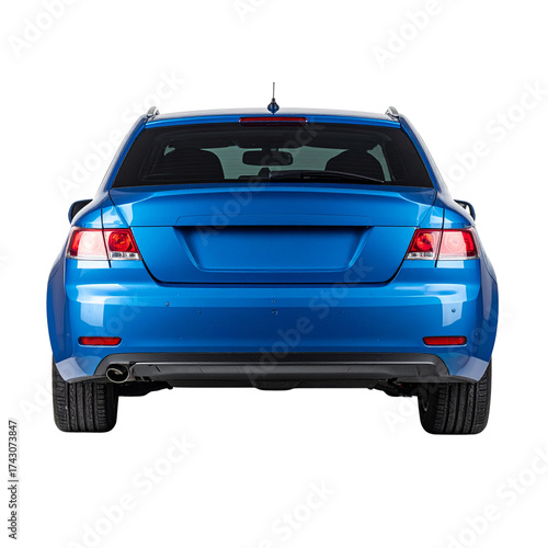 blue car back view isolated