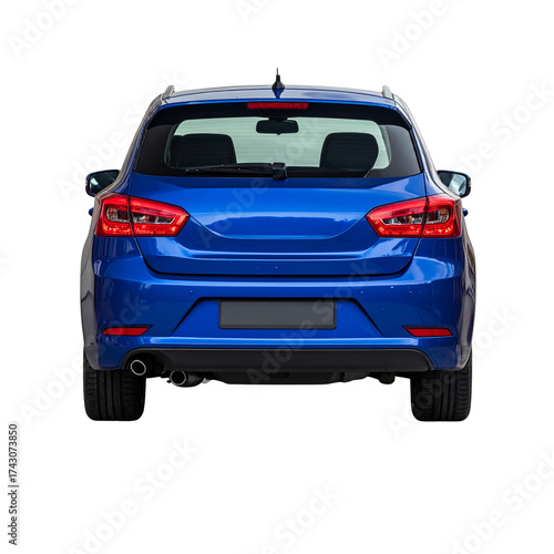 blue car back view isolated