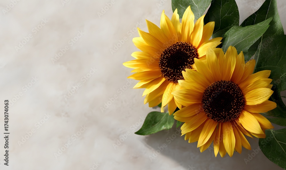 Obraz premium Sunflowers seen from above,