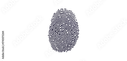 Detailed close-up of a unique fingerprint, showcasing intricate ridge patterns and whorls on a white background, representing identity and individuality