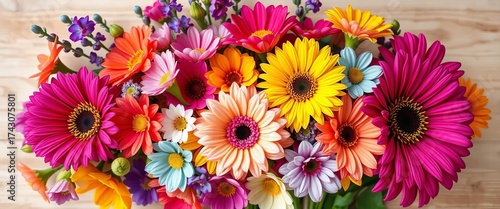 Wallpaper Mural Vibrant bouquet of birth month flowers arranged as arrows,  graphic design,  flowers Torontodigital.ca