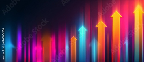 Wallpaper Mural Colorful upward arrows abstract background for business growth, success, marketing banner and trend boost. Torontodigital.ca