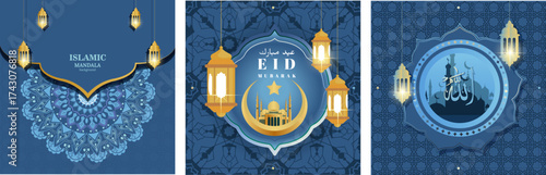 Luxury ornamental Islamic design backdrop template vector file2