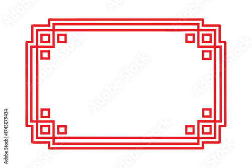 Minimal Red Line Frame with Ornamental Corners