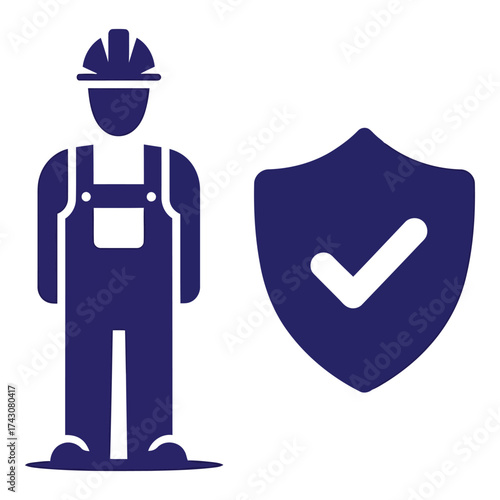 Icon vector art of construction worker with safety shield icon
