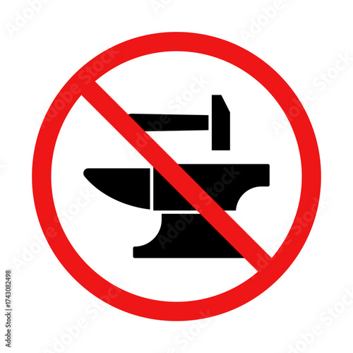 No Anvil Sign on White Background