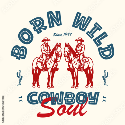  Vintage illustration of cowboy vector t shirt design vector graphic typographic poster or tshirts street wear and Urban style