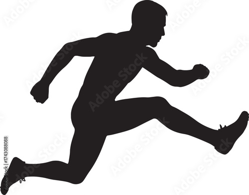 Silhouette of athlete jumping over hurdle in track and field competition