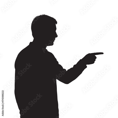 Silhouette of a man pointing right indicating direction or decision