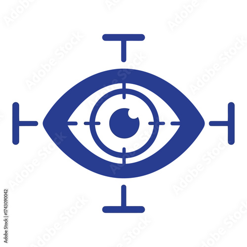 Icon vector art of blue eye symbol with crosshairs