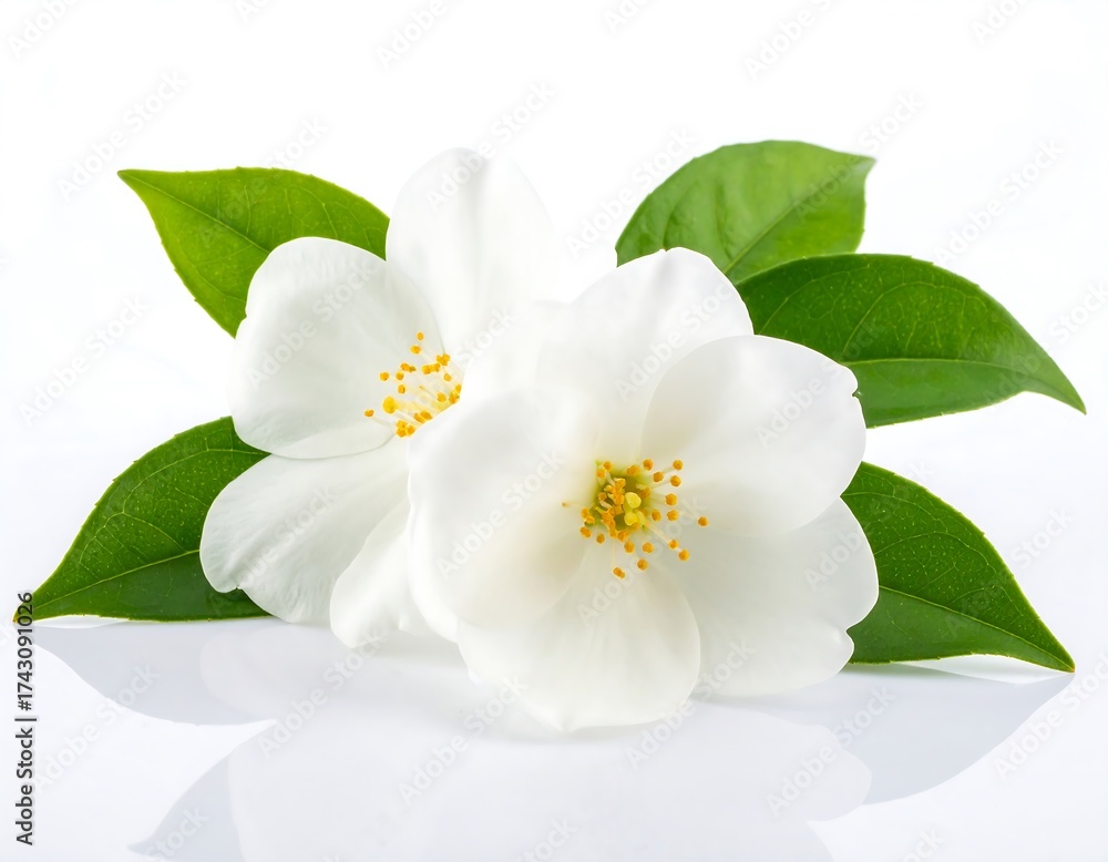 Obraz premium White jasmine flowers and leaves