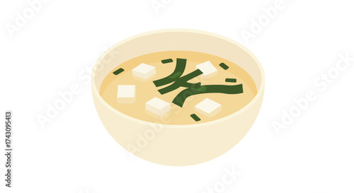 A warm and comforting bowl of miso soup with tofu and seaweed, ready to nourish your body and soul