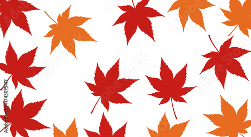 Autumnal Cascade A Vibrant Mosaic of Maple Leaves in Red and Orange