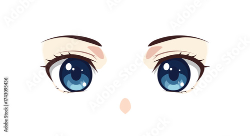 Expressive Anime Eyes Captivating Blue Gaze with Lashes and Realistic Reflection