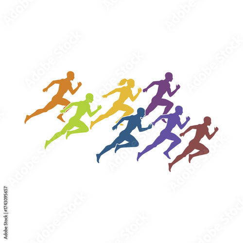 Group of Diverse Runners Competing in a Race.