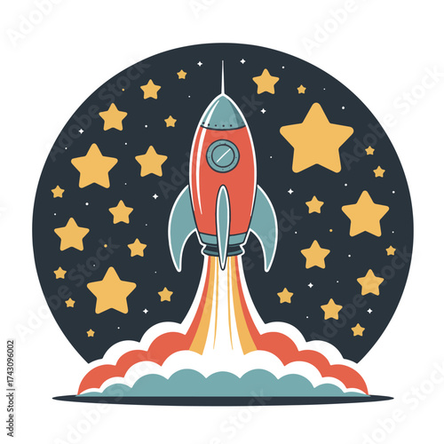 Rocket Launch with Stars