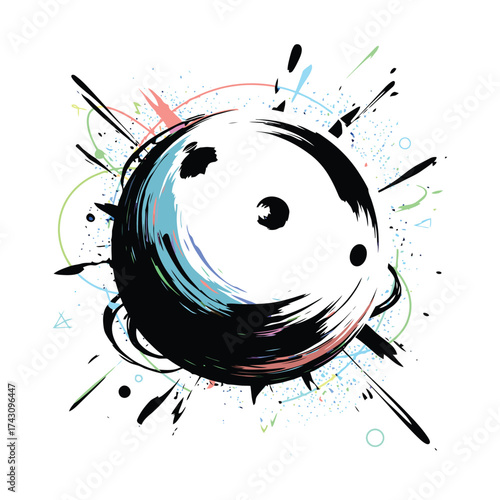 Modern Abstract Bowling Ball with Energetic Splashes.