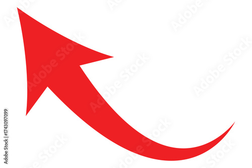 Forward icon vector, share arrow icons, reply, send, next, right arrows, curve arrows icons. A vibrant red arrow with a curved trajectory points to the right, evoking a sense of forward momentum.