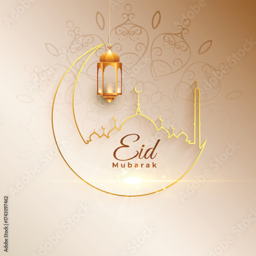 eid mubarak traditional festival wishes card design
