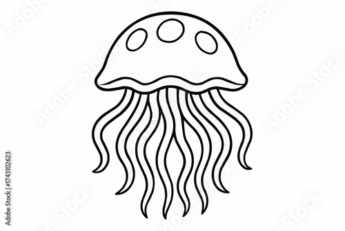 Coloring book for kids - Outline illustration of a jellyfish in simple design  