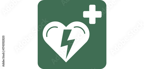 Automated External Defibrillator (AED) Symbol for Emergency Medical Assistance and Life Saving