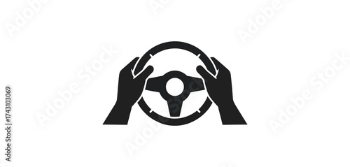 Hands on the steering wheel, driving a car safely