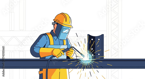 Welder at Work - Focused on Joining Metal with Precision.