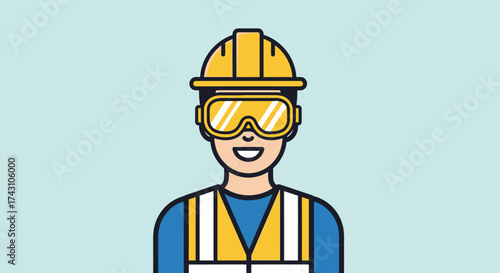 Illustration of a Construction Worker with Safety Gear.