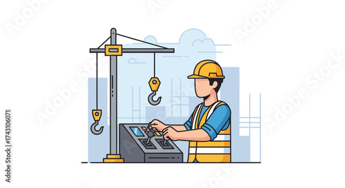 Crane Operator at Work Controlling Machinery.