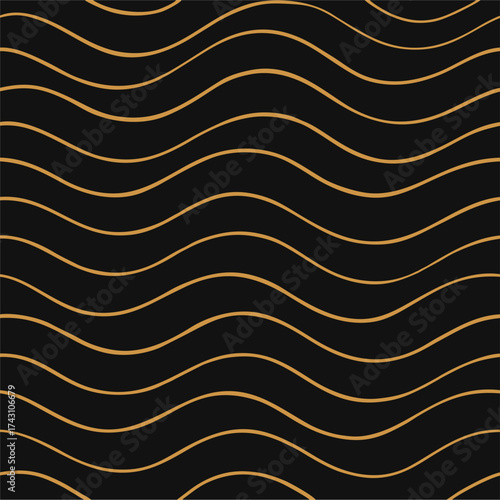 Luxury Gold Wave Seamless Pattern — Elegant Abstract Line Design on Dark Background