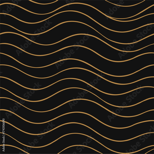 Luxury Gold Wave Seamless Pattern — Elegant Abstract Line Design on Dark Background