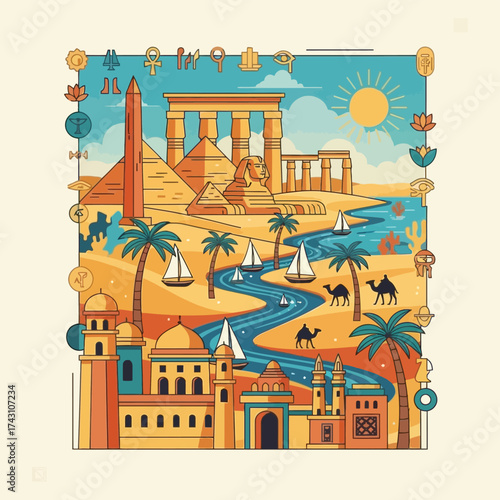 Egypt Travel Poster: Adobe Illustrator Artwork