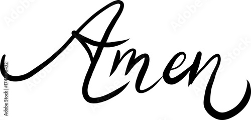 Amen, Christian Calligraphy Vector Art In The Elegant Script Style