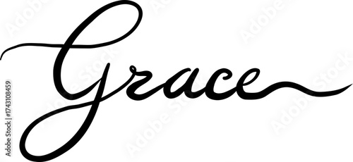 Grace, Christian Calligraphy Vector Art In The Elegant Script Style