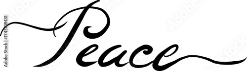 Peace, Christian Calligraphy Vector Art In The Elegant Script Style