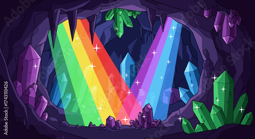 Rainbow Crystal Cave - A Vibrant Underground Wonderland of Colorful Gemstones.