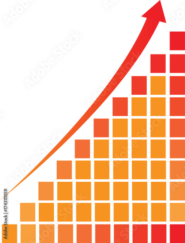 Red arrow graph illustrating upward trend and business growth