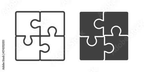 Puzzle Icon. Line and glyph solid icon