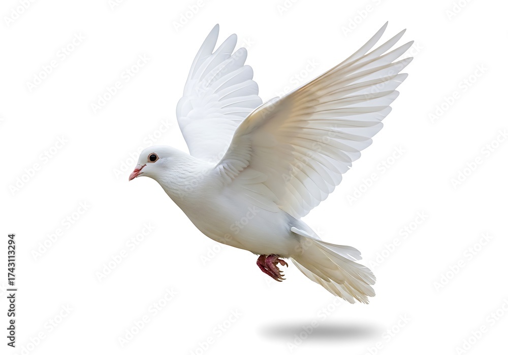 Obraz premium White Dove in Flight, Symbol of Peace.